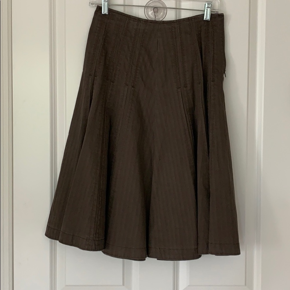 CAbi Brown A-Line Midi Skirt